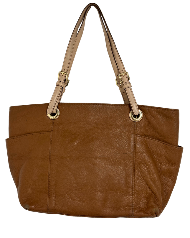 Michael Kors Pebbled Leather Slouchy Contrast Handles & Gold Charm Tote Bag
