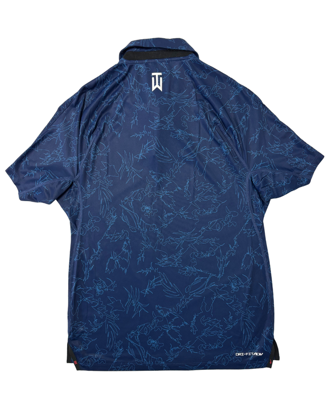 Nike Tiger Woods Collection Dri-FIT Navy Blue Floral Golf Polo