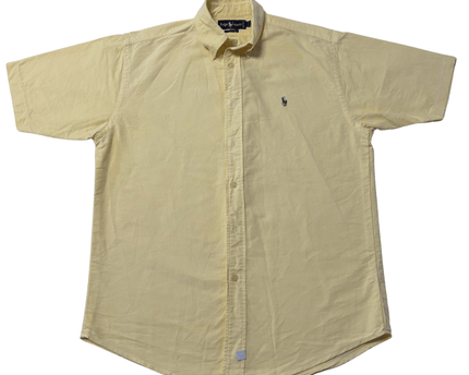 Ralph Lauren Short Sleeve Button Down Yellow Oxford Shirt