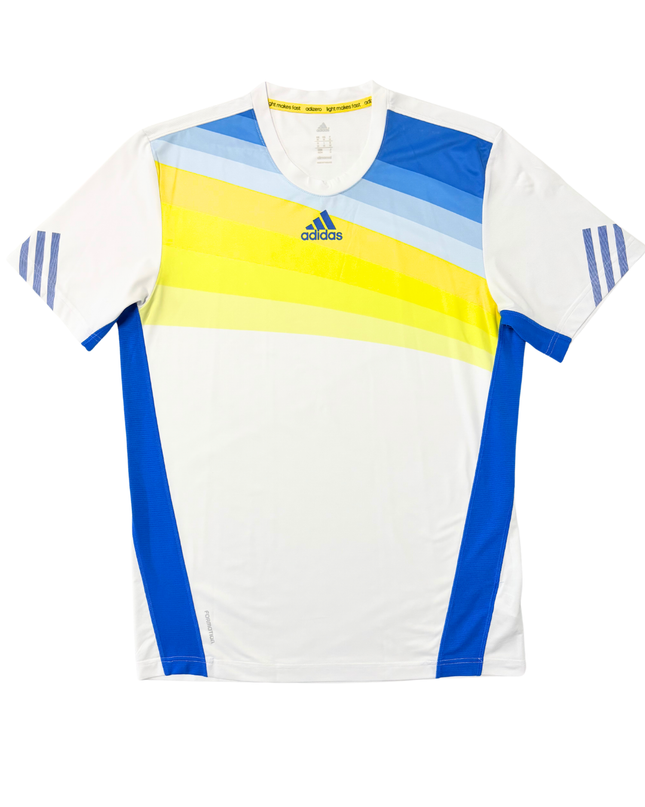 Adidas Adizero Climacool White & Blue Gradient Performance T-Shirt