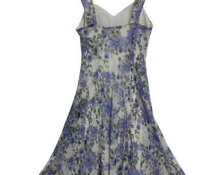 Connected Apparel White & Lavender Floral Chiffon Sleeveless Midi Dress - XS