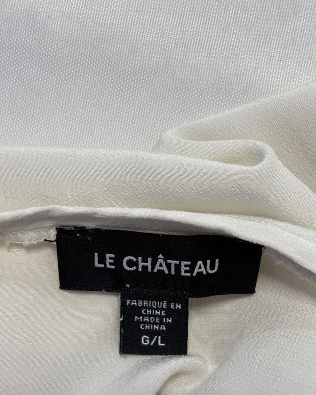 LE CHÂTEAU White Zip-Neck Pocket Blouse