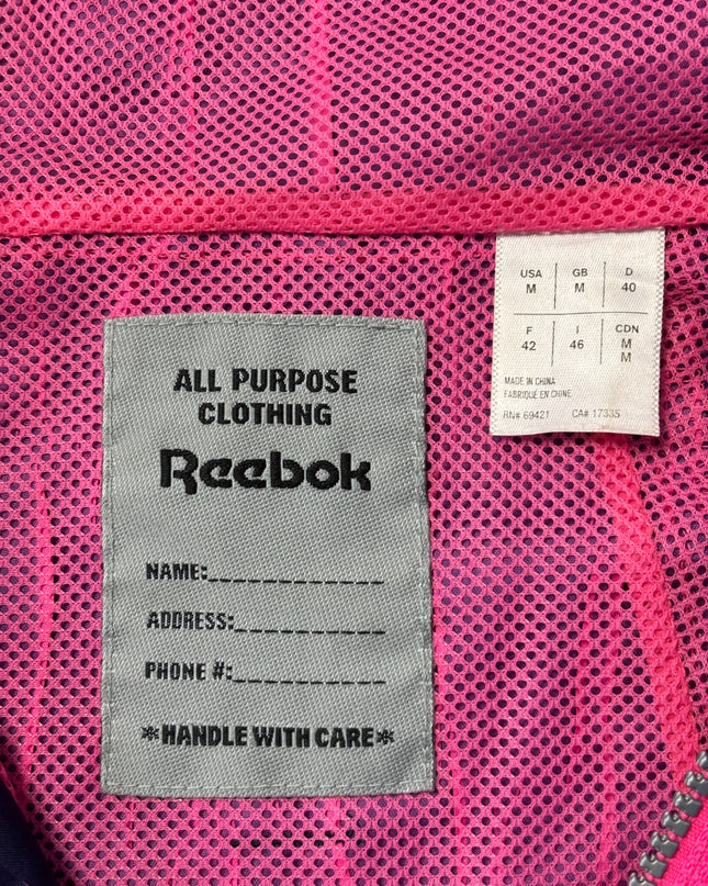 Reebok Purple Hooded with Neon Pink Accents Windbreaker Jacket