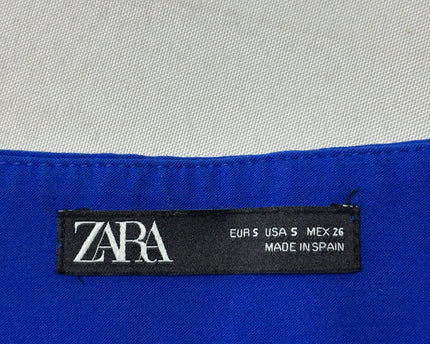 Zara High-Waisted Blue with Button Detail Tapered Trousers