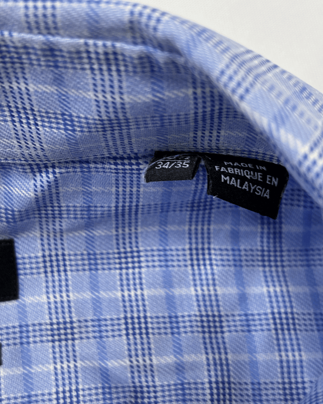 Hugo Boss Blue Micro-Check Sharp Fit Dress Shirt