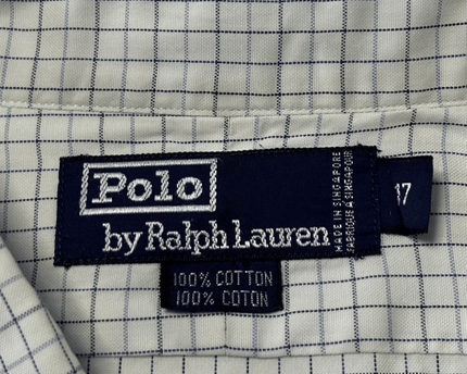 Ralph Lauren Navy Grid Check White Cotton Shirt
