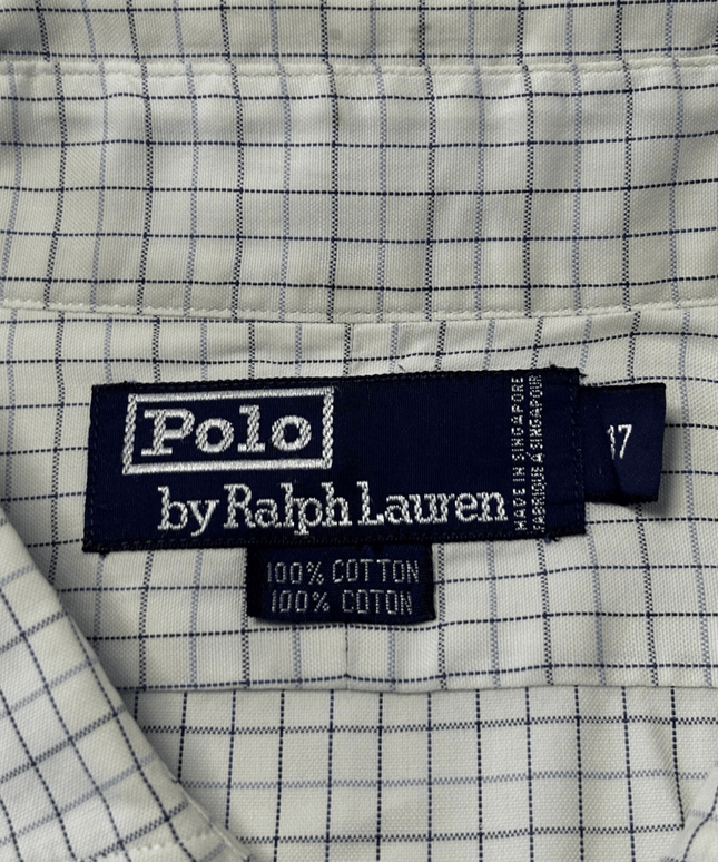 Ralph Lauren Navy Grid Check White Cotton Shirt