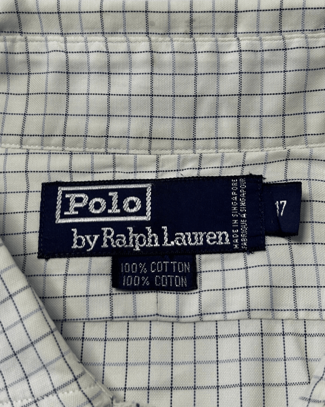 Ralph Lauren Navy Grid Check White Cotton Shirt