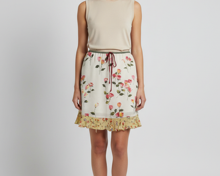 Tommy Hilfiger Multi-color Floral Ruffle Hem Mini Skirt