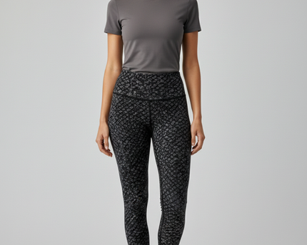 Lululemon Black Geometric Pattern High-Rise Performance Leggings