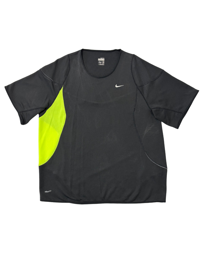 Nike Fit Dry Black & Neon Yellow Running T-Shirt