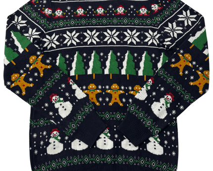 Tarz Cool Navy Blue Ugly Christmas Sweater