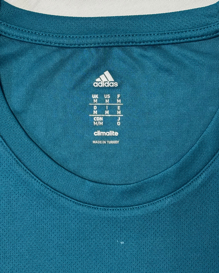 Adidas Climalite Teal Blue 3-Stripes Performance Training T-Shirt