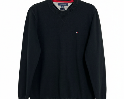 Tommy Hilfiger Black Premium Cotton Crewneck Sweater