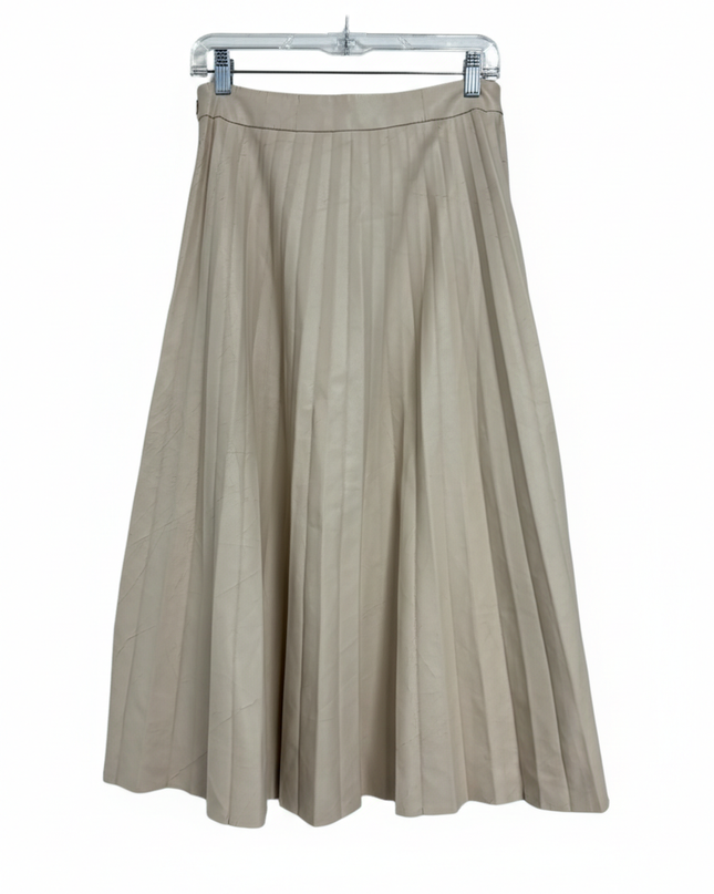 Primark Beige Faux Leather Pleated Midi Skirt