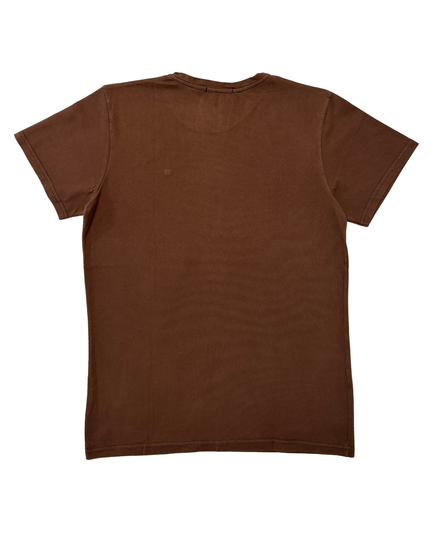 Tommy Hilfiger Classic Brown Logo Embroidered Cotton T-Shirt - S