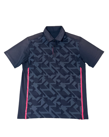 Nike Navy Blue & Pink Geometric Performance Polo Shirt - M