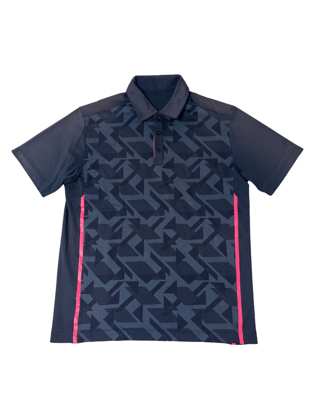 Nike Navy Blue & Pink Geometric Performance Polo Shirt - M