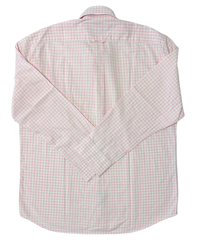 Gant Pink & White Gingham Check Pinpoint Twill Dress Shirt - XL