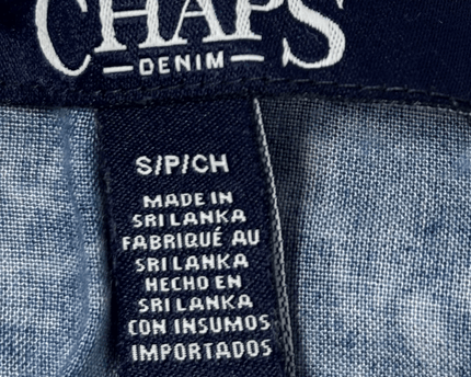 Chaps Denim Blue Leaf-Print Sleeveless Jumpsuit