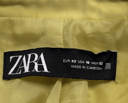 Zara Chartreuse Lime Green Single Button Peaked Lapel Blazer