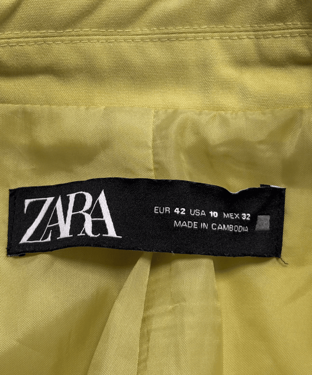 Zara Chartreuse Lime Green Single Button Peaked Lapel Blazer