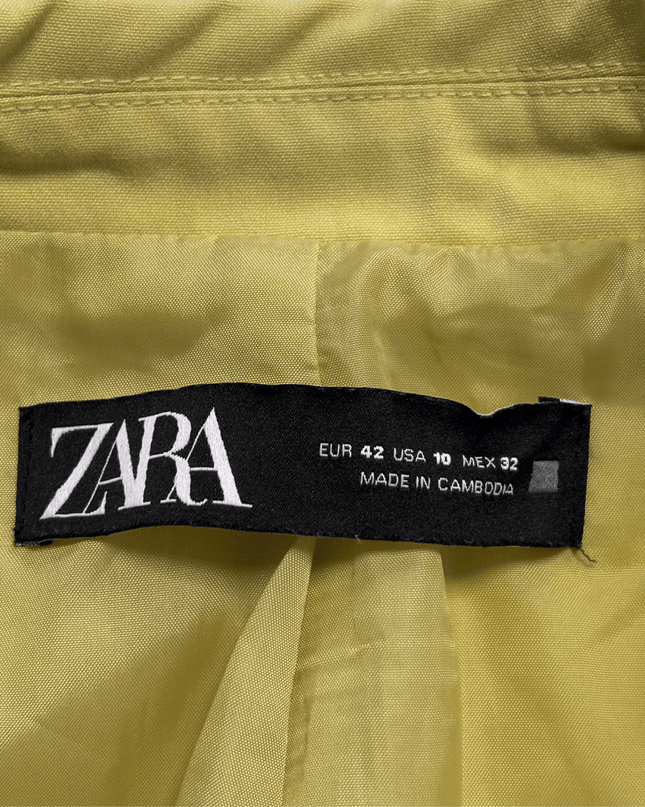 Zara Chartreuse Lime Green Single Button Peaked Lapel Blazer