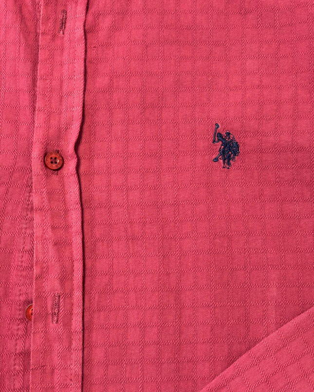 U.S. Polo Assn. Textured Wine Red Long Sleeve Shirt