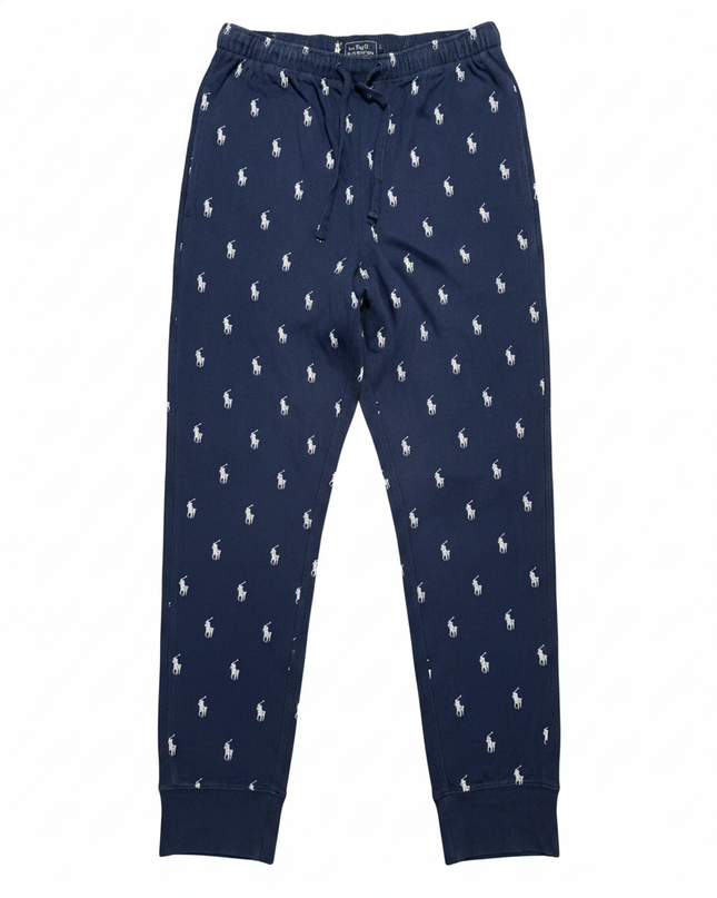 Polo Ralph Lauren Navy Blue Allover Pony Print Sleepwear Joggers
