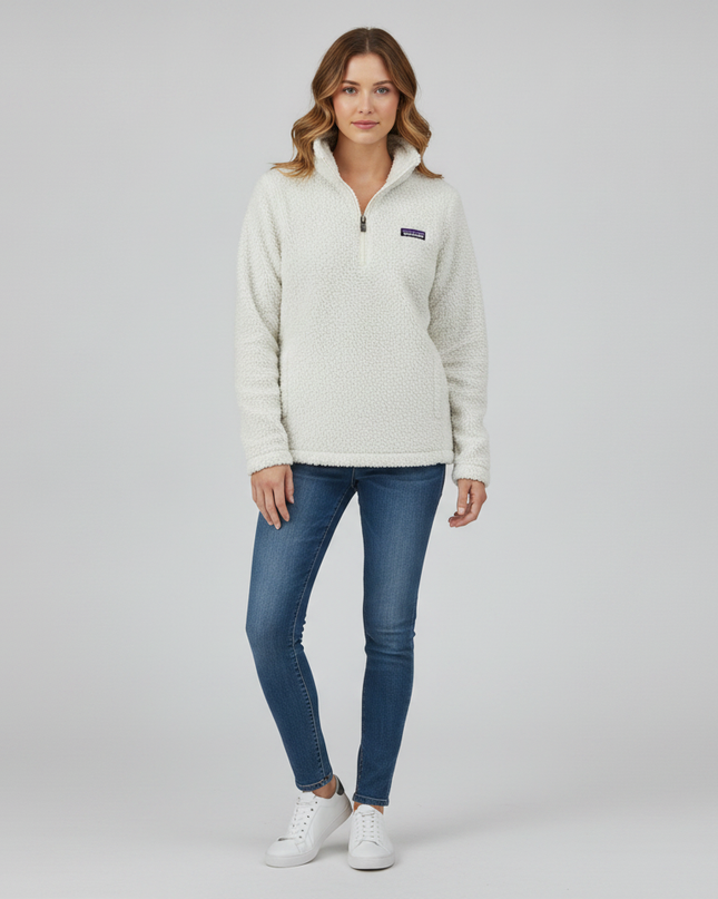 Patagonia White Los Gatos 1/4 Zip Sherpa Fleece Sweatshirt