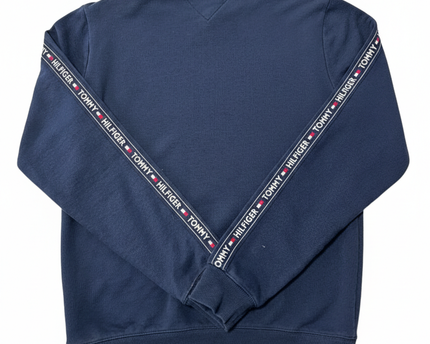 Tommy Hilfiger Navy Blue Logo Tape Crewneck Sweatshirt