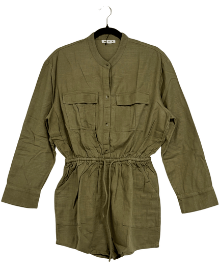 Billabong Strappy Jumpsuit Short Olive Green Romper