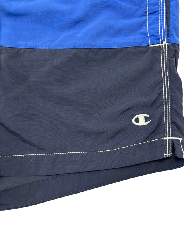 Champion Navy Blue & Royal Blue Striped Swim Shorts - L | Waist: 34"