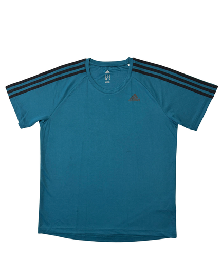Adidas Climalite Teal Blue 3-Stripes Performance Training T-Shirt