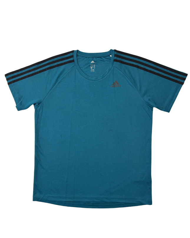 Adidas Climalite Teal Blue 3-Stripes Performance Training T-Shirt