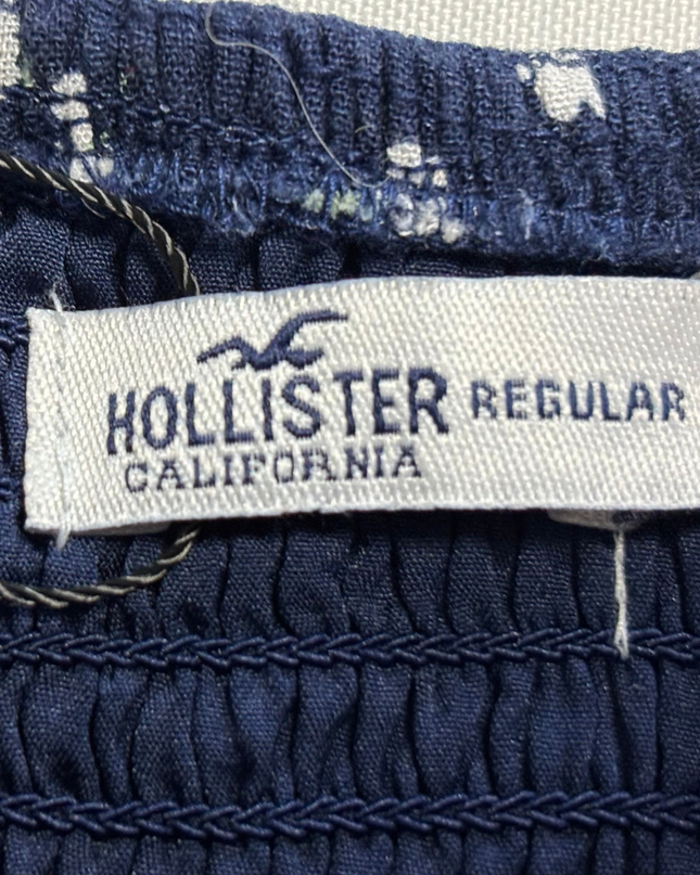 Hollister Navy Blue Floral Ruched Mini Dress