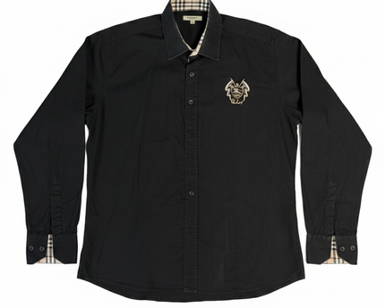 Burberry London Black Embroidered Crest Long-Sleeve Shirt