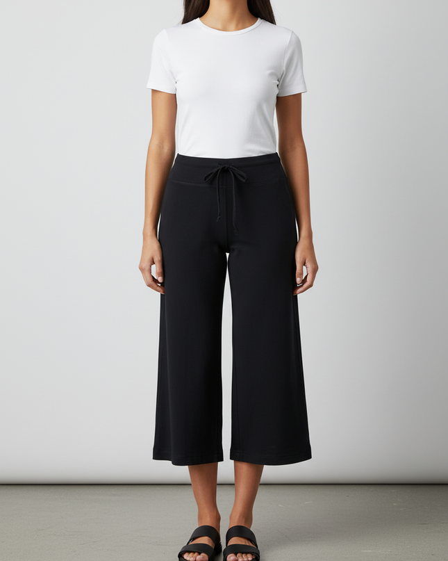 Lululemon Black Wide-Leg Cropped Drawstring Pants