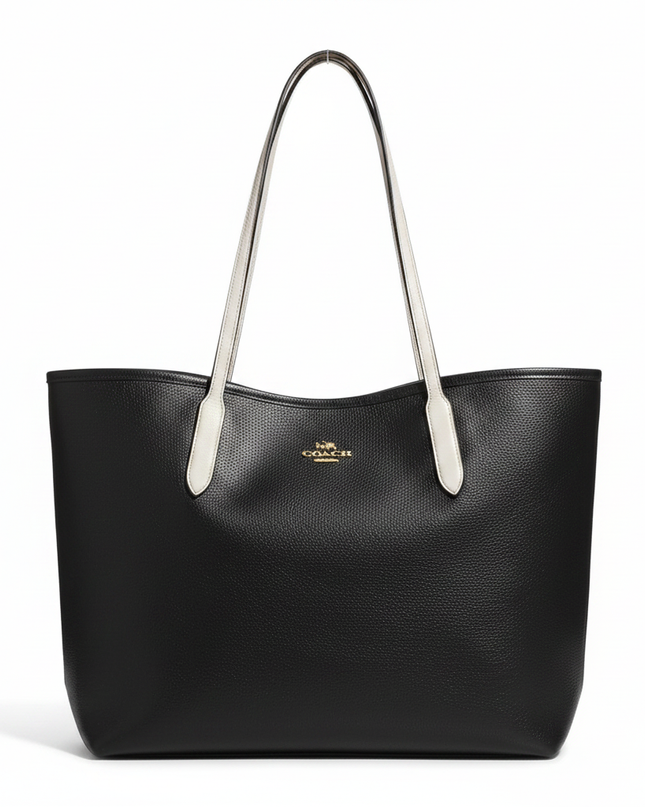 Coach Black Pebbled Leather Tote Bag