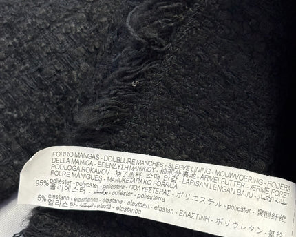 Zara Black Tweed Frayed Double Breasted Blazer