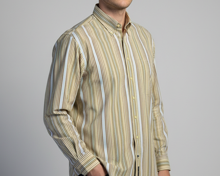 Gant Tan Striped Park 80's Poplin Dress Shirt
