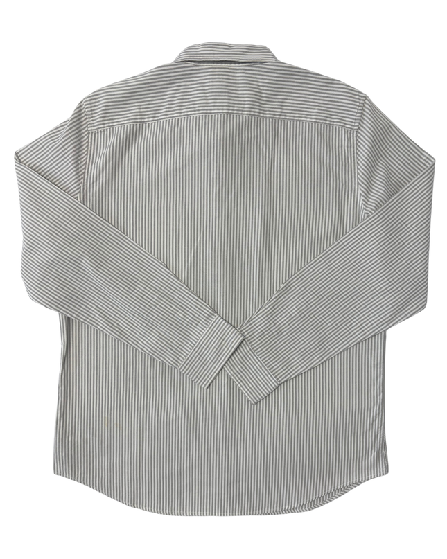 American Eagle Slim Fit Gray & White Striped Oxford Shirt