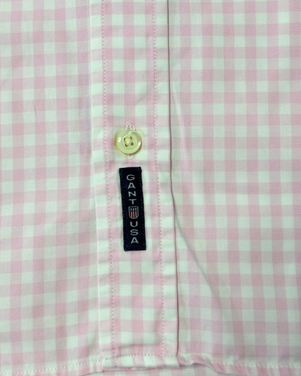 Gant Pink & White Gingham Check Pinpoint Twill Dress Shirt - XL