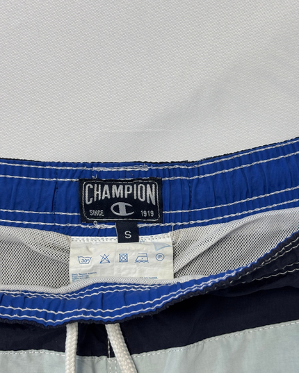 Champion Navy Blue & Royal Blue Striped Swim Shorts - L | Waist: 34"