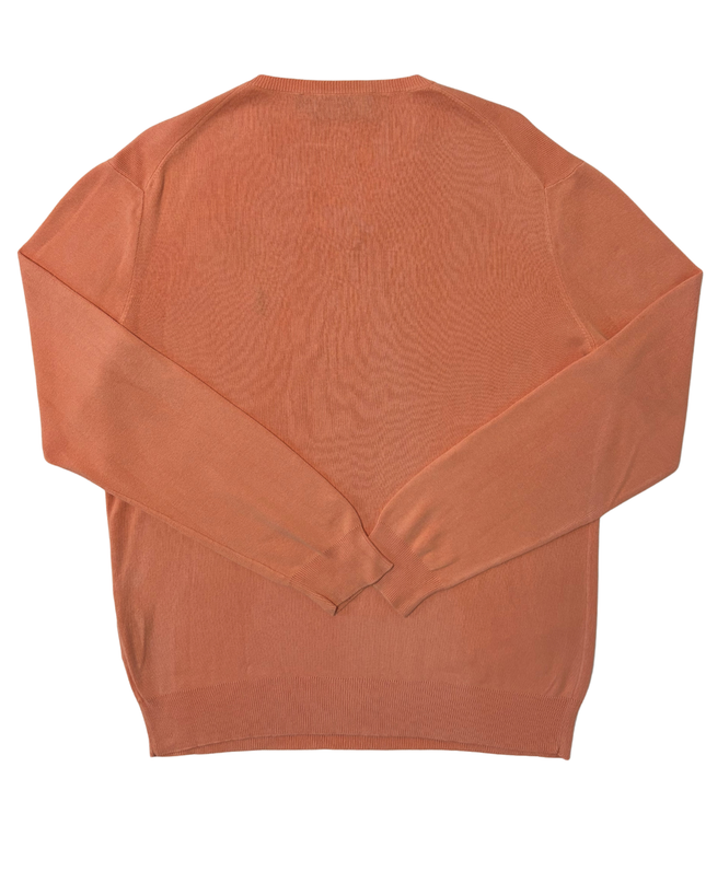 Ralph Lauren Peach Orange V-Neck Lightweight Cotton Sweater