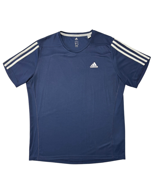 Adidas Climalite Navy Blue 3-Stripes Running T-Shirt