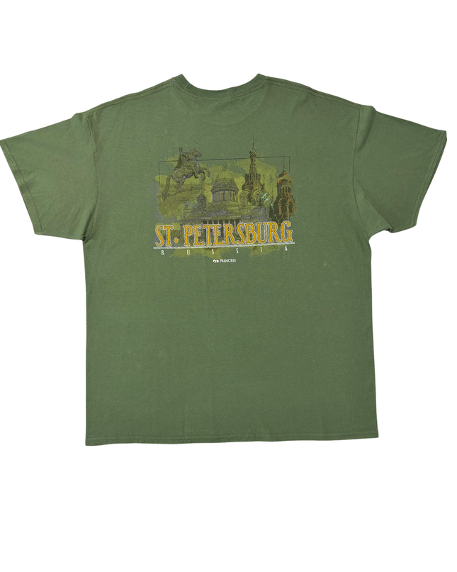 Gildan St. Petersburg Russia Souvenir Green Graphic T-Shirt - XL