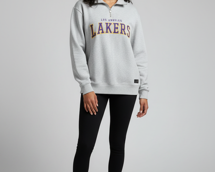 NBA Los Angeles Lakers Grey Quarter-Zip Cropped Sweatshirt