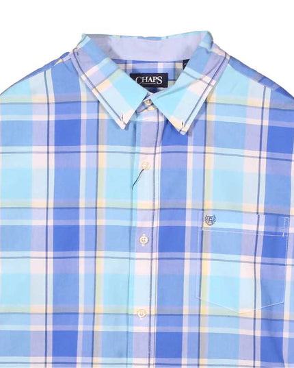 Chaps Plaid Performance Classic Button Up Blue Shirt