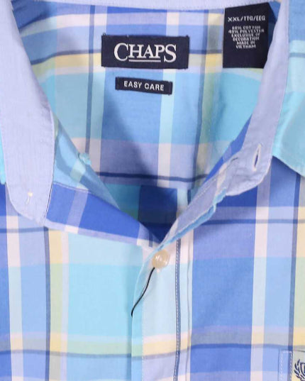 Chaps Plaid Performance Classic Button Up Blue Shirt